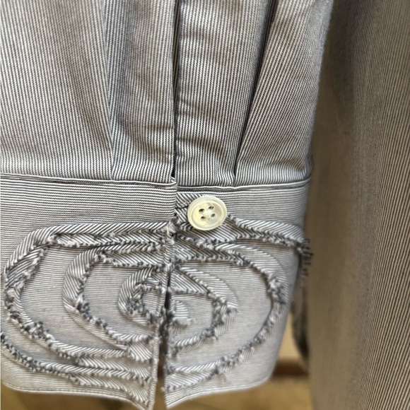 PAPERWHITE by HINSON WU LUXURY DESIGNER TAILORED EMBROIDERED GRAY SHIRT SIZE 8 - Picture 8 of 11